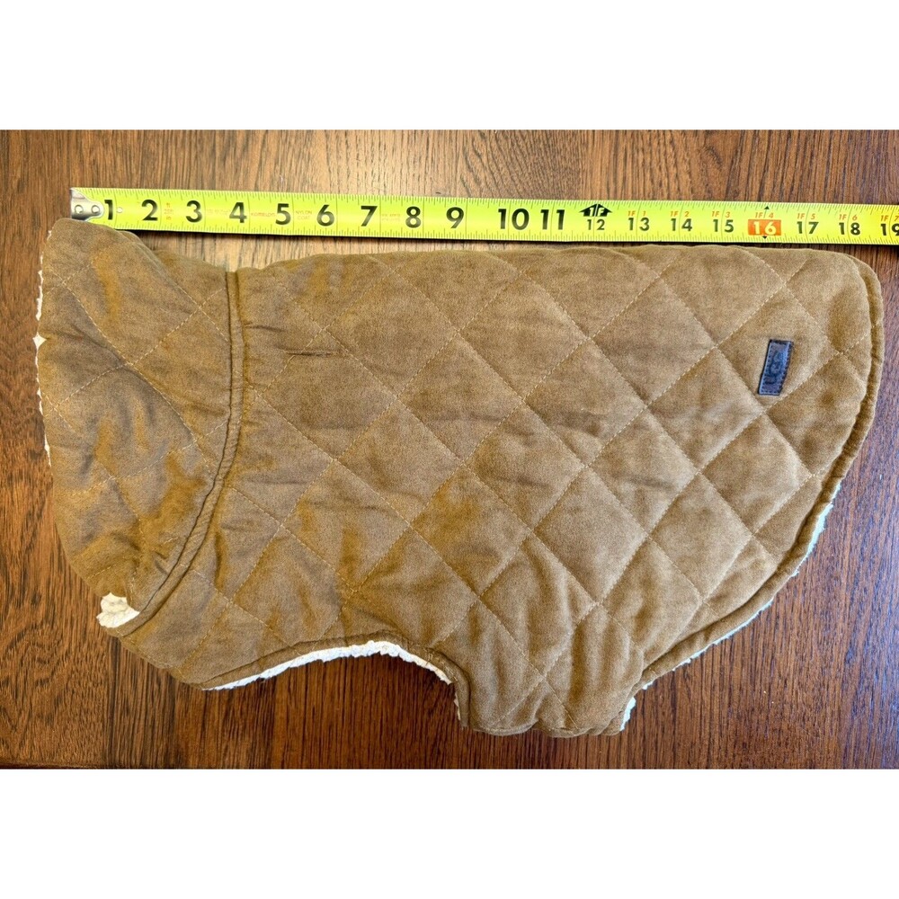UGG Brown Dog Coat Large Quilted Sherpa Fleece Lined Hook Loop Closure